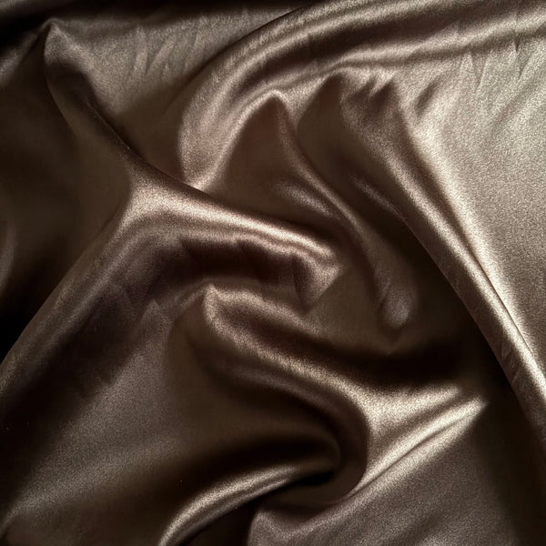 Soft Chocolate Brown Stretch Silk- 1m