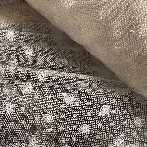 Ivory Spotty Mesh Allover Lace (140cm wide) - 1m