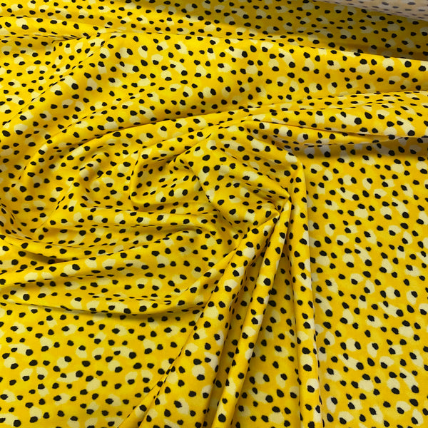 Sunshine Yellow Bobcat Spot Nylon Lycra Fabric - 1m