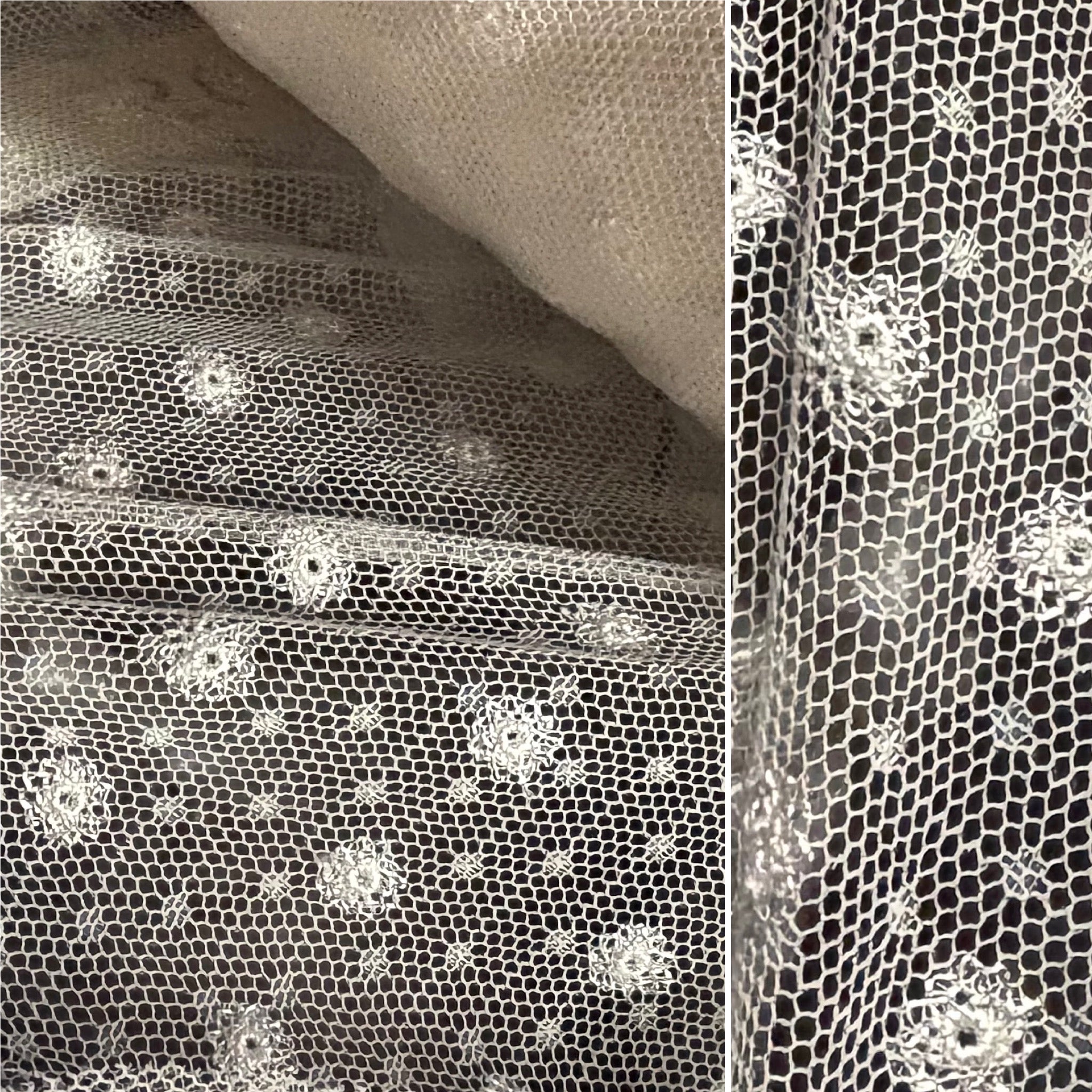 Ivory Spotty Mesh Allover Lace (140cm wide) - 1m