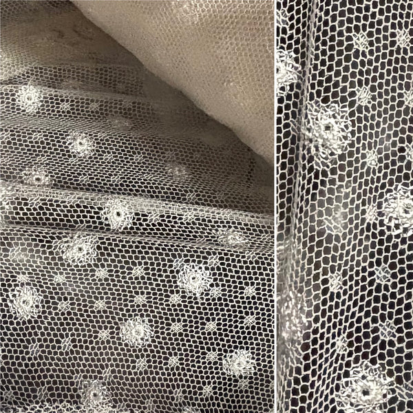 Ivory Spotty Mesh Allover Lace (140cm wide) - 1m