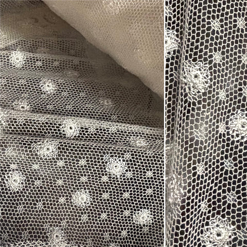 Ivory Spotty Mesh Allover Lace (140cm wide) - 1m