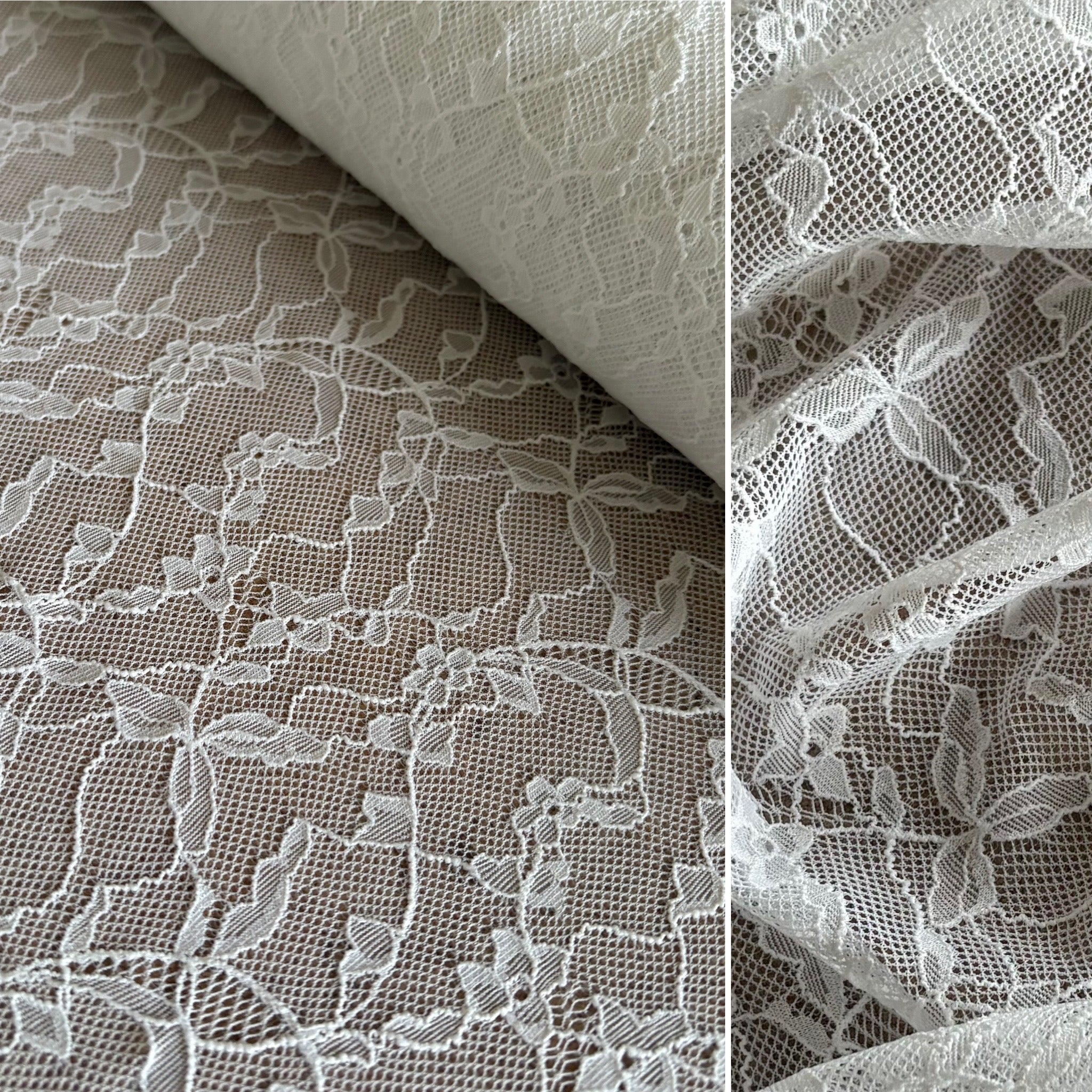 Snow White & Aquamarine Allover Stretch Lace (160cm wide) - 1m