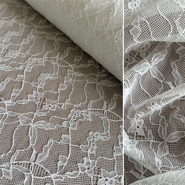 Snow White & Aquamarine Allover Stretch Lace (160cm wide) - 1m