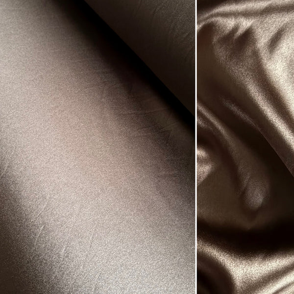 Soft Chocolate Brown Stretch Silk- 1m