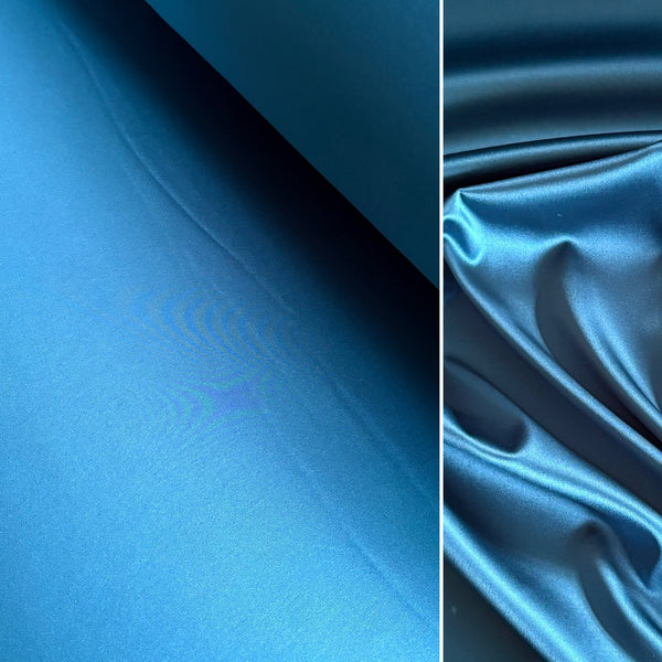 Teal Blue Green Boselli Segrino Stretch Satin (175cm wide) - 1m
