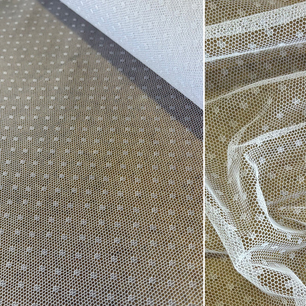 Filet de tulle à mailles rigides et légères à pois (toutes les couleurs) - 1 m