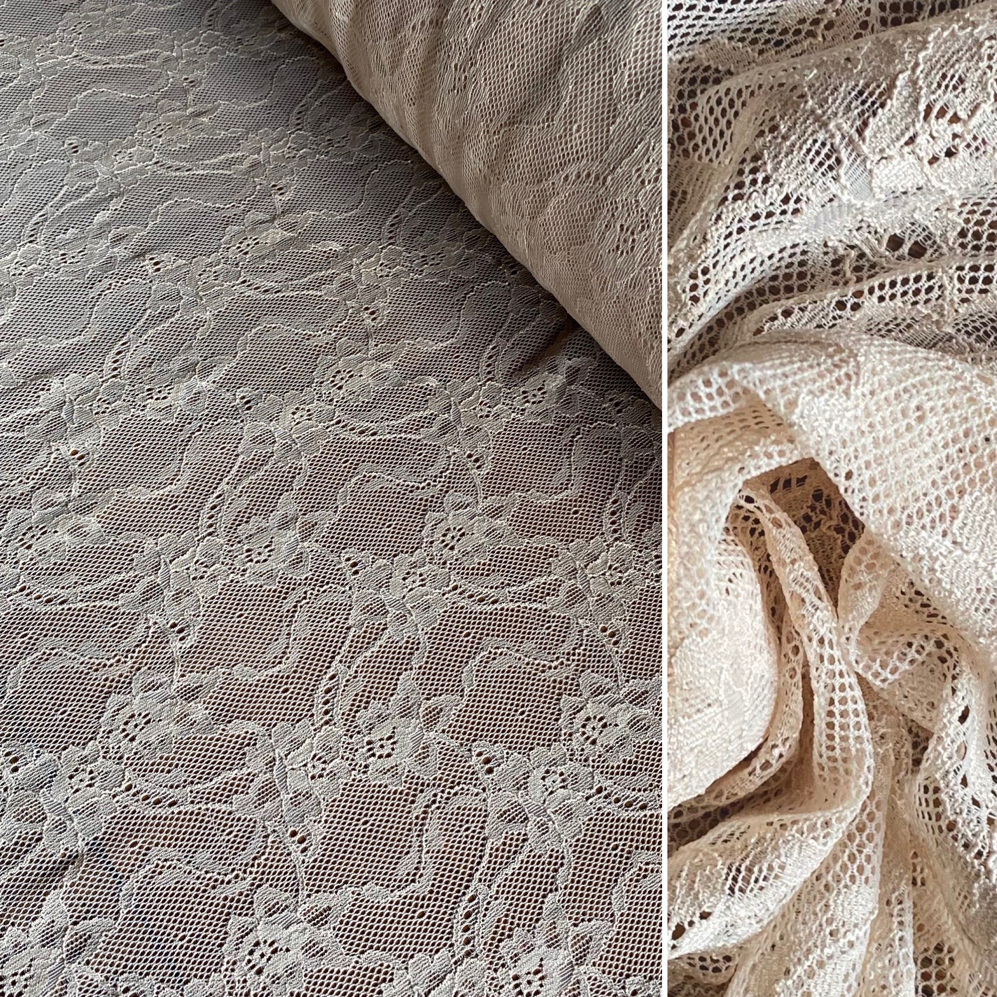 Beige / Champagne / Pale Skin Floral Allover Lace (140cm wide) - 1m