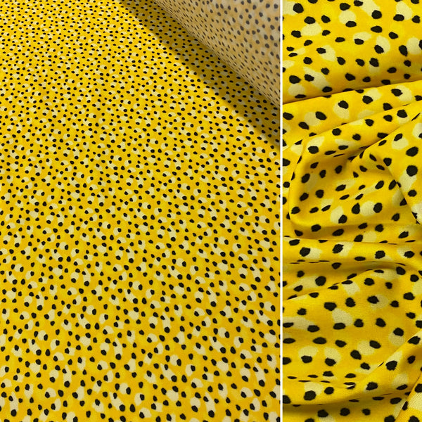 Sunshine Yellow Bobcat Spot Nylon Lycra Fabric - 1m