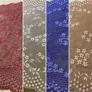 White Canyon Rose Electric Blue and Maroon Stretch Galloon Lace (22cm Wide) - 1m