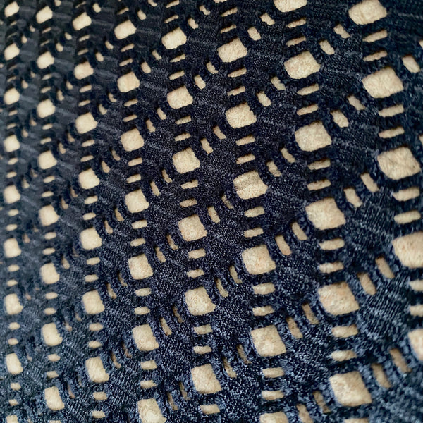 Filet en maille de dentelle « Macramé » au crochet noir (170 cm de large) - 1 m