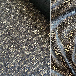 Black Wheel Pattern Stretch Mesh Lace Fabric (145cm wide) - 1m