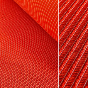 Orange Red & Blue & White Cable Textured Lycra Fabric - 1m