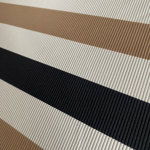Gold / Copper & Black & White Striped Ribbed Lycra Fabric - 1m