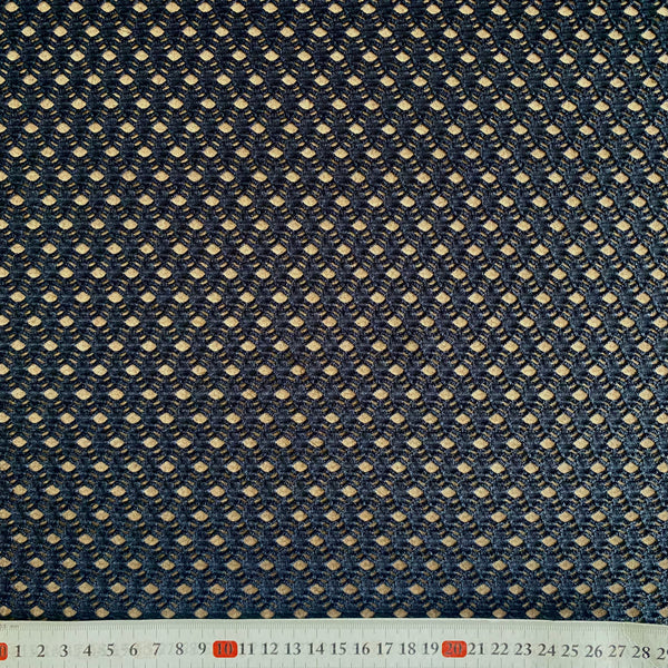 Black Looped Crochet “Macrame” Lace Mesh Net (170cm wide) - 1m