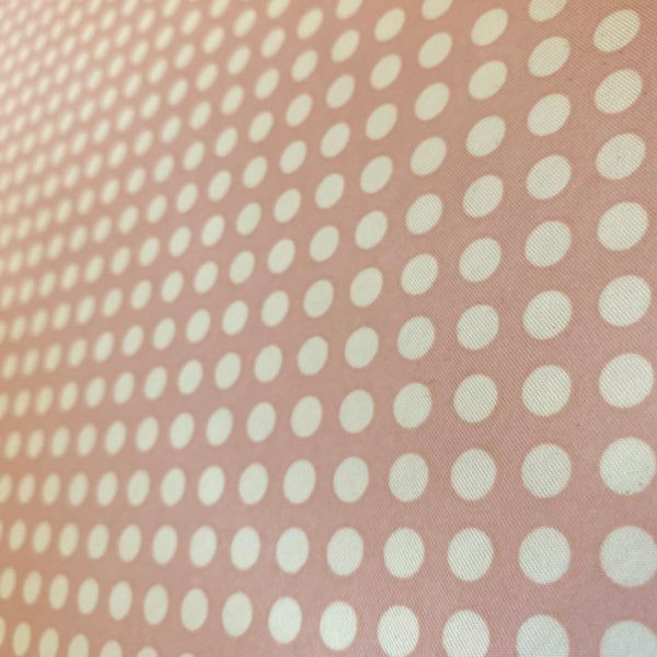 Pink and Off White Polka Dot Spot Lycra Fabric - 1m