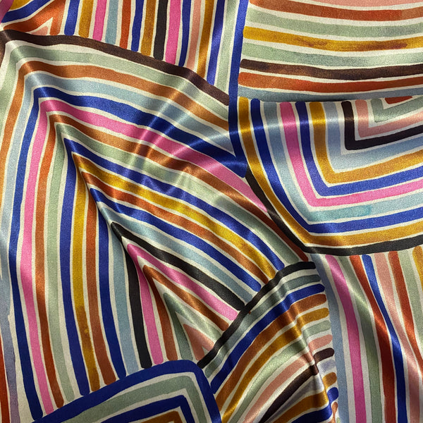 Boselli Multicolour Stripe Print Stretch Satin 1m - (175cm wide)