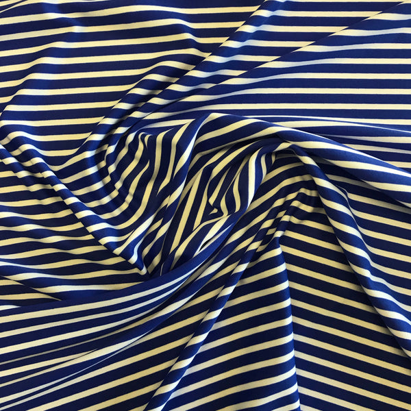 Stretch Royal Blue & White Stripe Lycra Fabric 1m