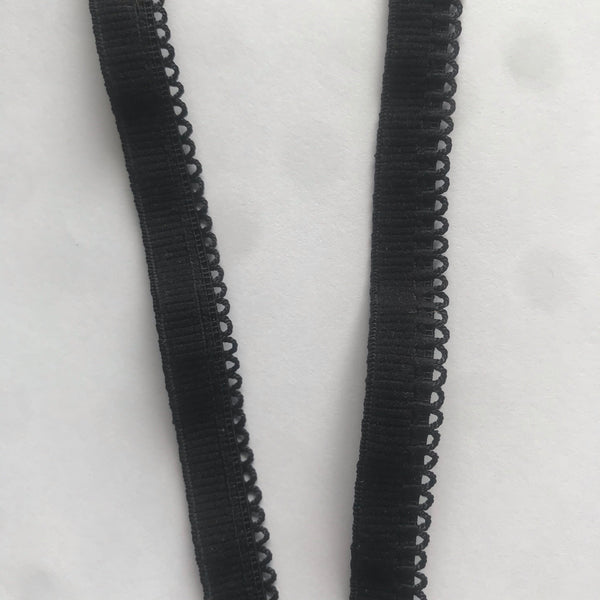 Black Loop Edged Soft Elastic Binding - (10m)