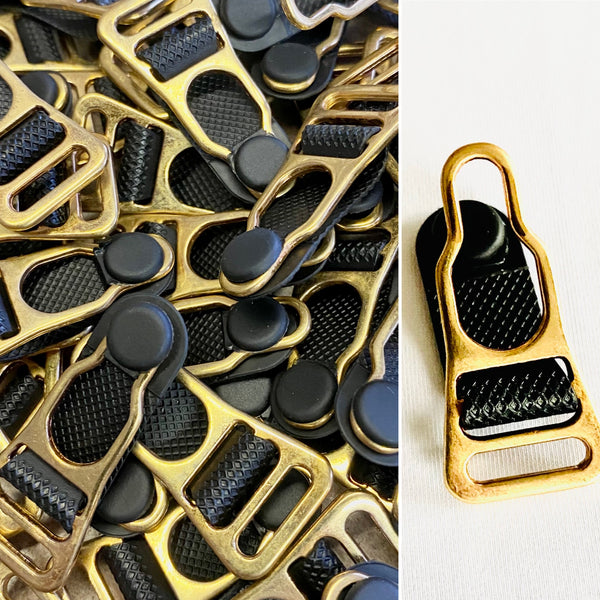 Gold & Black Suspender Ends - All Sizes (50pcs)