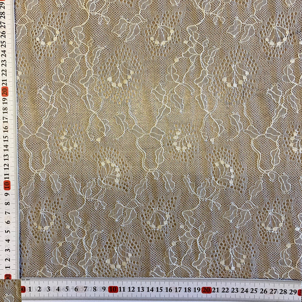 Oatmeal Pale Skin Sophie Hallette Allover Leavers Lace (130cm wide) - 1m