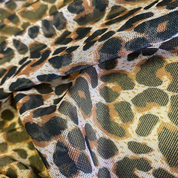 Filet de tulle en maille extensible doux et léger léopard (160 cm de large) - 1 m