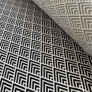 Tissu Lycra imprimé texturé gaufré carré diamant noir et blanc 1m