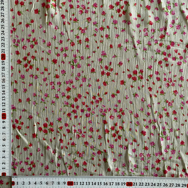 Silk Chiffon Delicate Ivory Floral Rose Print - 1m