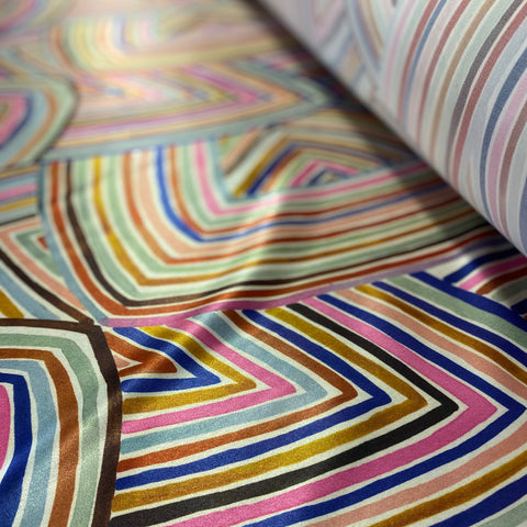 Boselli Multicolour Stripe Print Stretch Satin 1m - (175cm wide)