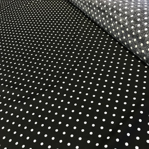 Stretch Black White Polka Dot Spot Lycra Fabric 1m