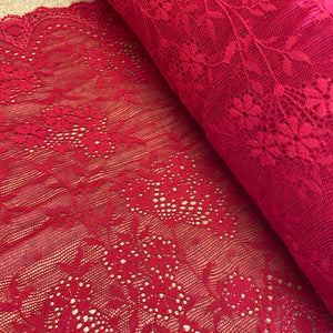 Black, Red or Skintone Floral Lace (20.5cm Wide) - 1m