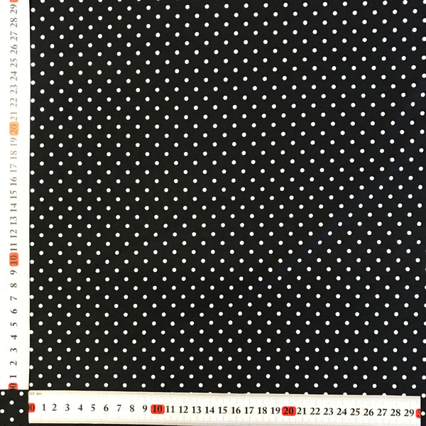 Stretch Black White Polka Dot Spot Lycra Fabric 1m