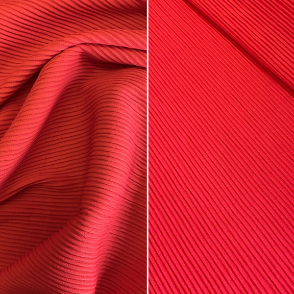 Tissu Lycra en nylon côtelé rayé noir ou rouge super extensible - 1 m