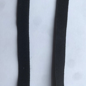 Reliure élastique noire et blanche de 8 mm ou 10 mm à bords unis avec dos en peluche - (10 m)