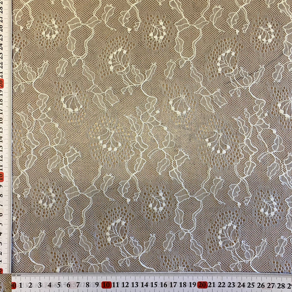 Ivory Sophie Hallette Allover Leavers Lace (130cm wide) - 1m