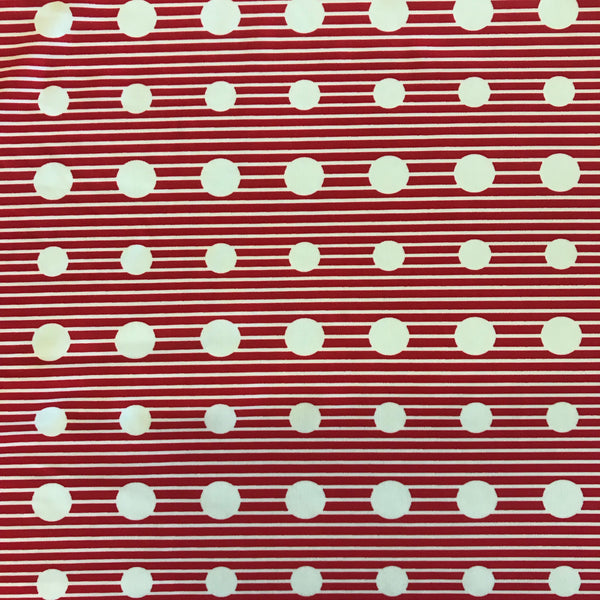Stretch Red & White Spot Stripe Lycra Fabric 1m