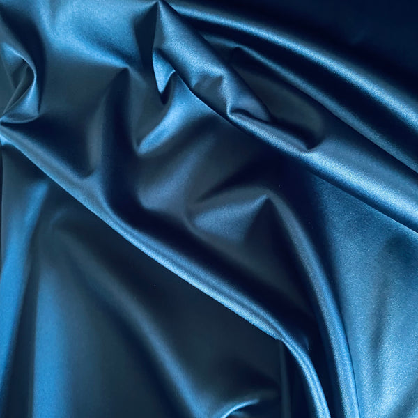 Satin Stretch Boselli Segrino Bleu « Pétrole » 1m - (102cm de large)