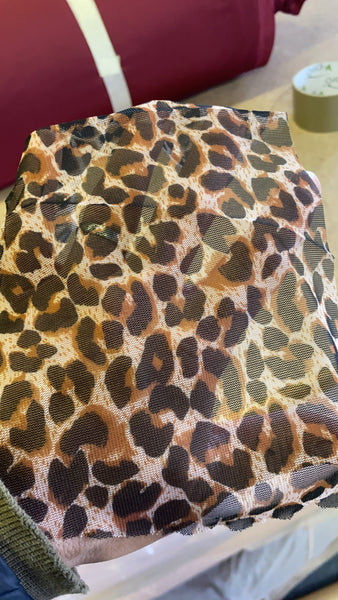 Filet de tulle en maille extensible doux et léger léopard (160 cm de large) - 1 m