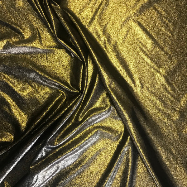 Stretch Metallic Gold on Black Lycra Fabric 1m