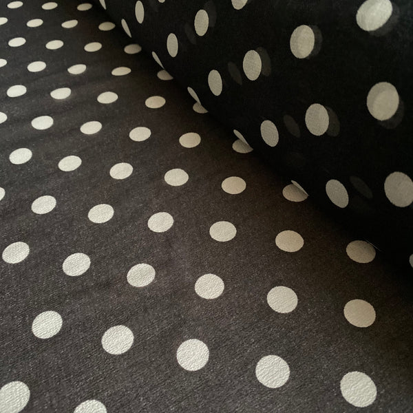 Silk Chiffon Black White Polka Dot - 1m